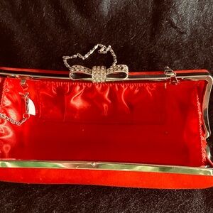 Elegant Red Clutch with Bow Accent